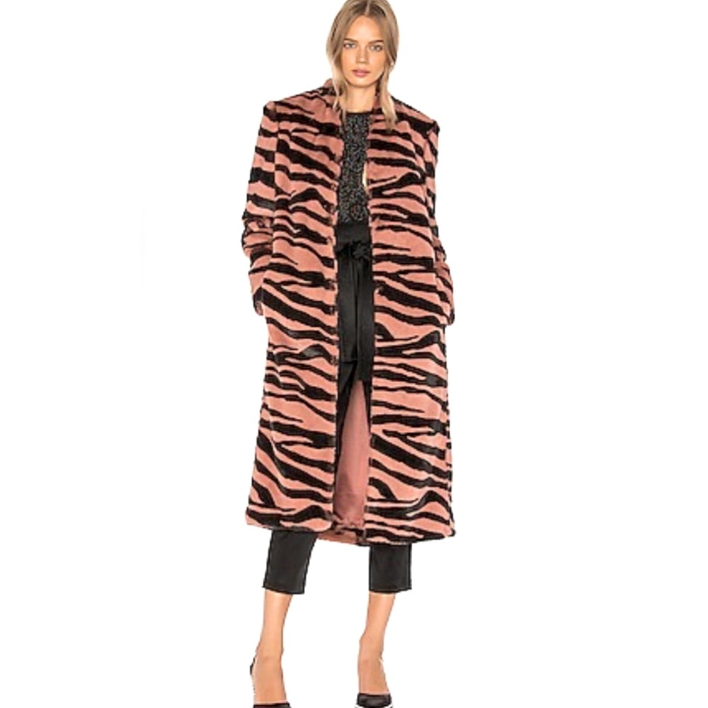 Michelle Mason Faux Fur Bengal Long Coat
